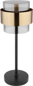Globo 15560T Asztali lámpa fém fekete váz, üveg búra réz dekor gyűrűvel. Billenőkapcsolóval, ø: 180mm, M: 470mm, kábel: 1500mm, exkl. 1x E27 60W 230V