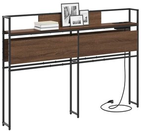 Tároló fejtámla polcokkal tárolóval barna tölgy 120 cm Faanyag