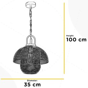 ONLI - Csillár láncon ZAIR 1xE27/22W/230V fekete/ezüst
