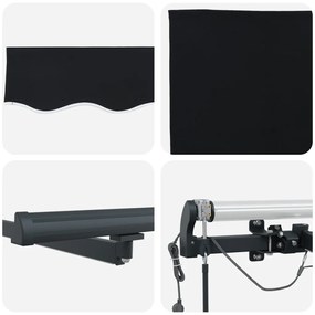 automatikus behúzható napellenző LED világítással fekete 400x300 cm