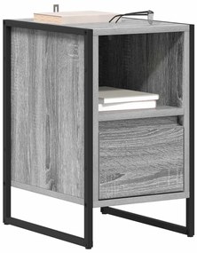 vidaXL Éjjeli asztal fiókkal Szürke Sonoma 39,5 x 30 x 50 cm Faanyag