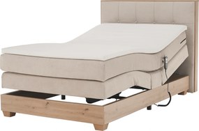 Elektromos állítható ágy, boxspring, bézs/artisan tölgy, 120x200, TIANA