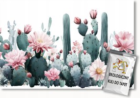 Fotótapéta Flizelina Gyerekek Akvarell Növények Kaktuszok Virágok 250x175 ragasztó