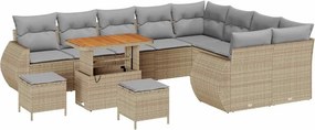vidaXL Kerti Kanapé Szett 12 pcs Bézs polirattan