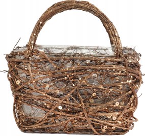 Virágos Kosár Alátét Rattanból Karácsonyra Kicsi