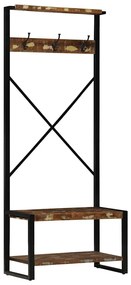 tömör újrahasznosított fa ruhatartó állvány 80x40x190 cm