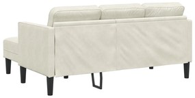 Kerti Kanapé Pad és Párnák L-Alakú Krém Bársony, L-alakú Kanapé Krém 173x131x67 cm Bársony, Pad Krém 113 cm Bársony
