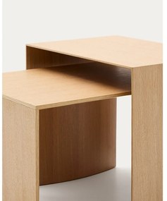 Világos natúr színű dohányzóasztal tölgyfa dekorral 45x90 cm Litto – Kave Home