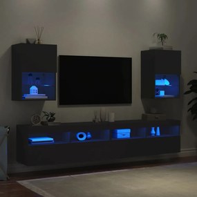 2 db fekete TV-szekrény LED-világítással 40,5 x 30 x 60 cm