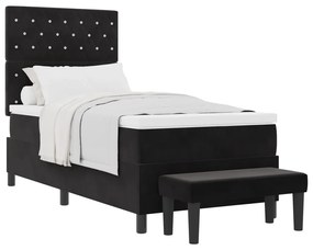 Boxspring Ágy matraccal &amp; paddal Fekete 90x190 cm Bársony