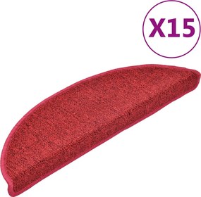vidaXL 15 db lépcsőszőnyeg 56 x 17 x 3 cm piros félkör alakú