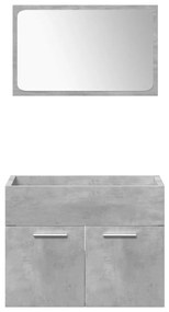 4 részes betonszürke szerelt fa fürdőszobai bútorszett