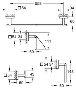 GROHE 411152430 - START CUBE kiegészlet, 558 mm, fekete