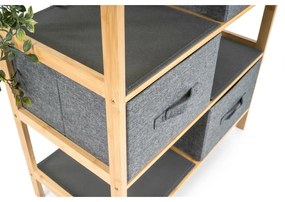 G21 Bambusz polc kosarakkal, 3 polc, szürke, 3 emelet