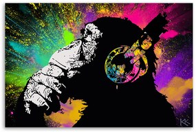 Gario Vászonkép Banksy színes majom Méret: 120 x 80 cm