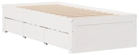 fehér tömör fenyőfa fiókos ágykeret matrac nélkül 90 x 200 cm