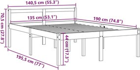 Viaszbarna tömör fenyőfa időseknek való ágy 135 x 190 cm