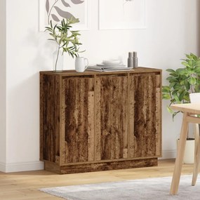 LED-es oldalszekrény Régi fa 90x32x75 cm Mérnök fa