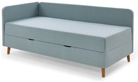 Világoskék kárpitozott egyszemélyes ágy tárolóhellyel 120x200 cm Cabana – Meise Möbel