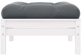 vidaXL fehér tömör fenyőfa kerti lábzsámoly antracitszürke párnával