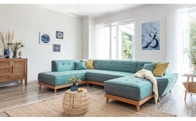 Türkiz kinyitható sarokkanapé (bal oldali-U alakú) Dazzling Daisy – Miuform