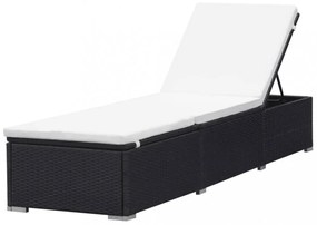 2 db fekete polyrattan napozóágy párnával