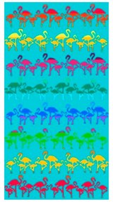 Fantasy Flamingo kék strandtörölköző