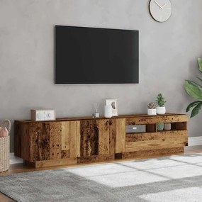 antik fa színű szerelt fa TV-szekrény LED-ekkel 180x35x40 cm
