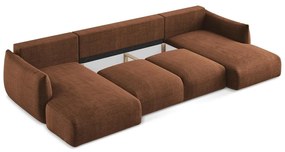 Terrakotta színű kinyitható sarokkanapé (U alakú) Leila – Makamii