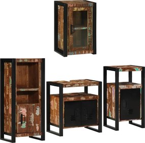 vidaXL Fürdőszoba bútor szett 4 pcs Szilárd újrahasznosított fa