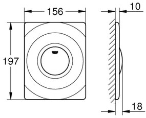 GROHE 37063000 - SURF vezérlőgomb, 156 × 197 mm, fényes króm