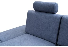 AVESTA ággyá nyitható kárpitozott L-alakú sarokkanapé tárolóval, balos, kék