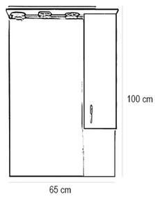 Bianca Plus 65 felsőszekrény, magasfényű fehér színben, jobbos nyitásirány