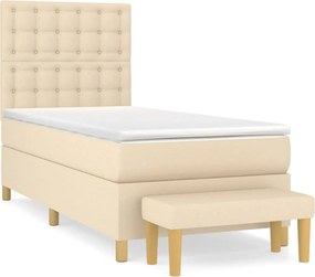 vidaXL krémszínű szövet rugós ágy matraccal 80 x 200 cm