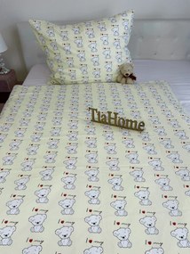 Gyermek pamut lepedők Bear love TiaHome - 1x Párna 90x70cm, 1x Paplan 140x200cm
