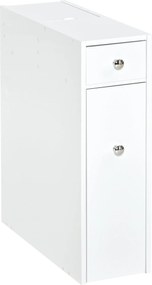 HOMCOM Fürdőszobai Oldalszekrény 2 Fiókkal és Tetővel Ellátott Felső Rekesszel Mosogató Showerhez 17x48x58 cm Fehér | Aosom