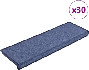 vidaXL 30 db kék lépcsőszőnyeg, téglalap alakú széllel, 65 x 21 x 4 cm