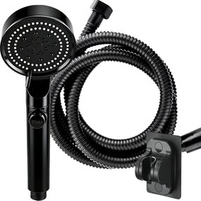 Fekete Zuhanyzó Szett Zuhanyfej Zuhanytömlő Fogantyúval