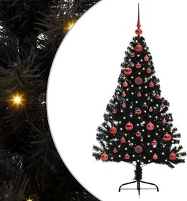 vidaXL Mesterséges, előre világított karácsonyi fa Fekete 120 cm PVC