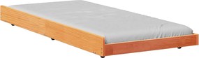 vidaXL Ágykeret Faggyú barna 100 x 200 cm Tömör fenyőfa