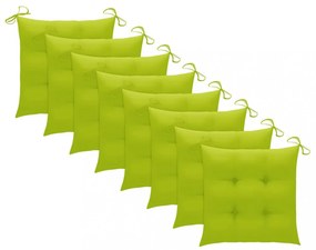 8 db tömör tíkfa kerti szék élénkzöld párnával