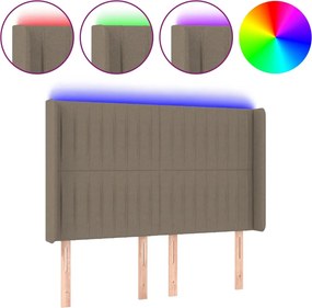 vidaXL tópszínű szövet LED-es fejtámla 147x16x118/128 cm