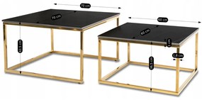 Dohányzóasztal szett fekete márvány/arany színben. TENOR