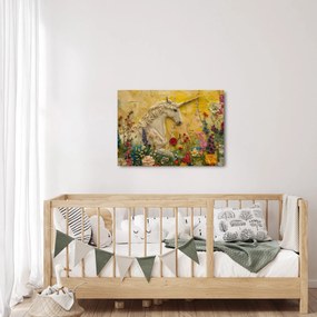 Kép - Egyszarvú virágokkal (70x50 cm)