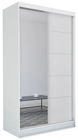 ELVIRA tolóajtós ruhásszekrény tükörrel, fehér, 150x216x61