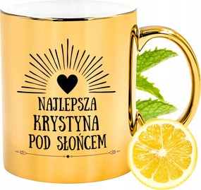 Prémium Arany Csillogó Bögre Krisztina Ajándék Nyomtatott Fotóval