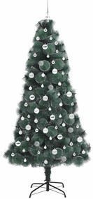 Műfenyő díszkészlettel, világítással állvánnyal Zöld 210 cm PET