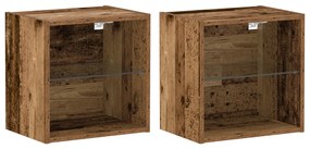 F Floating Shelf 2 db Régi fa 40x28.5x40 cm Mérnöki fa