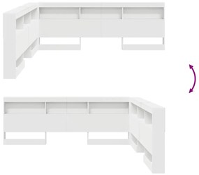 Tároló fejtámla polcokkal fejtámlával Fehér 200 cm Faanyag