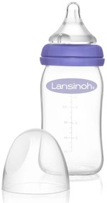 Műanyag palack Lansinoh Natural Wave - 240 ml-es, szívószállal, méret. M, lila